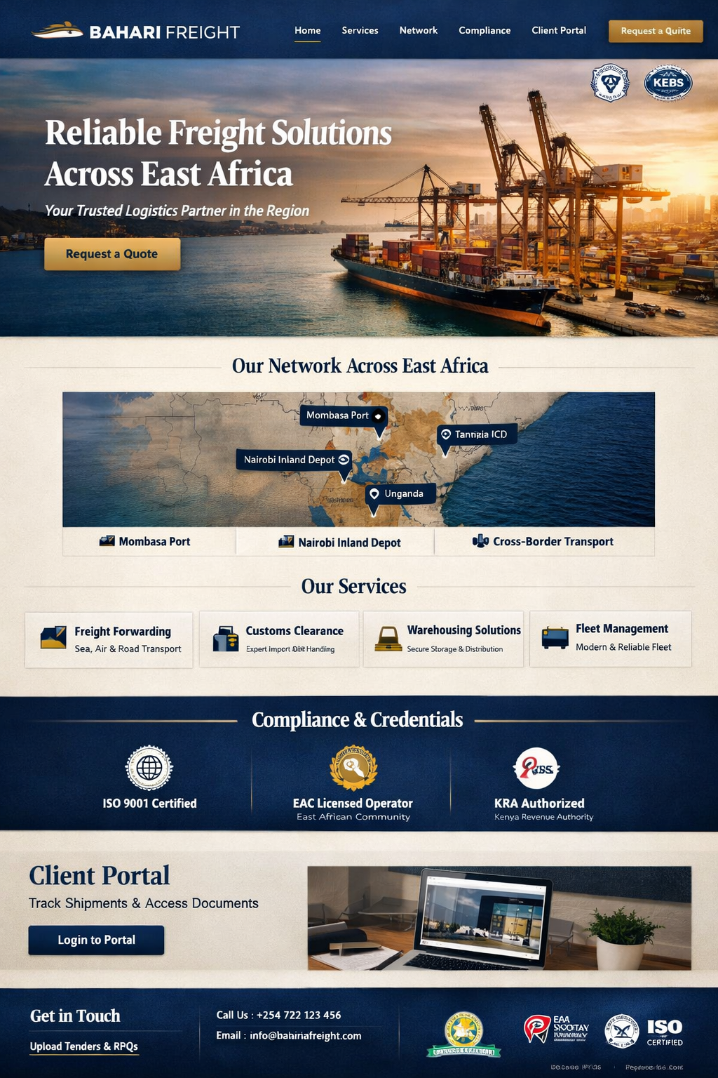 Bahari Freight website